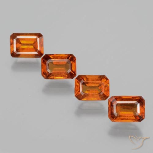 4.73ctw Natural Naranja oscuro medio granate hessonita, corte esmeralda, VS