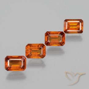 Gemas de granate hessonita Naranja oscuro medio natural de 4.73 ct, Corte Octágono / Esmeralda, VS