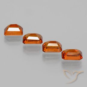 Gemas de granate hessonita Naranja oscuro medio natural de 4.73 ct, Corte Octágono / Esmeralda, VS