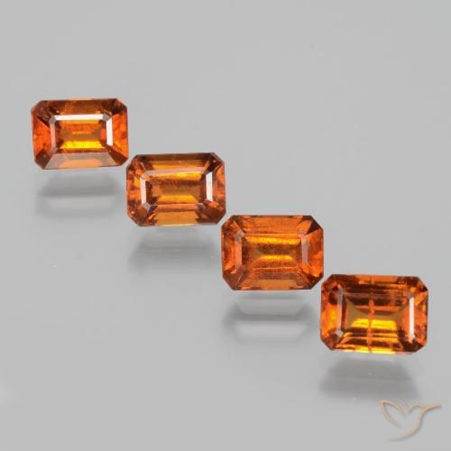 4.82ctw Natural Naranja medio granate hessonita, corte esmeralda, VS-SI