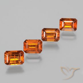 Gemas de granate hessonita Naranja medio natural de 4.82 ct, Corte Octágono / Esmeralda, VS-SI