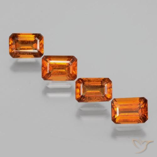 4.10ctw Natural Naranja oscuro medio granate hessonita, corte esmeralda, VS