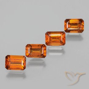 Gemas de granate hessonita Naranja oscuro medio natural de 4.10 ct, Corte Octágono / Esmeralda, VS