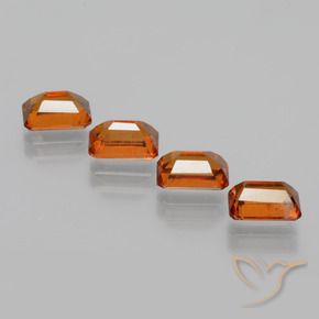Gemas de granate hessonita Naranja oscuro medio natural de 4.10 ct, Corte Octágono / Esmeralda, VS