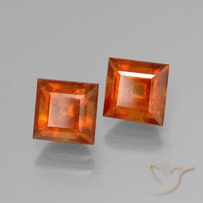 Gemas de granate hessonita Naranja medio natural de 3.05 ct, Cuadrado, VS-SI