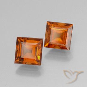 Gemas de granate hessonita Naranja oscuro medio natural de 2.58 ct, Cuadrado, VS