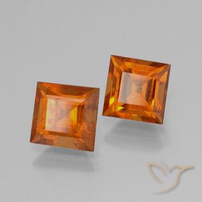 Gemas de granate hessonita Naranja medio natural de 2.81 ct, Cuadrado, VS