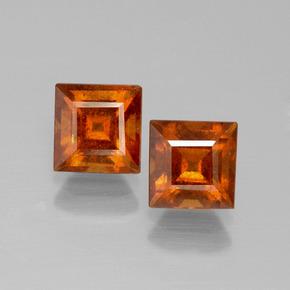 Gemas de granate hessonita naranja natural de 2,82 ct, cuadrado, VS-SI