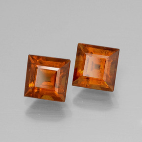 Gemas de granate hessonita naranja natural de 2,82 ct, cuadrado, VS-SI