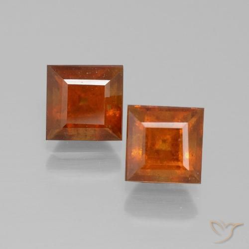 3.19ctw Natural Naranja medio granate hessonita, Cuadrado, VS-SI