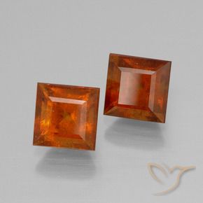 Gemas de granate hessonita Naranja medio natural de 3.19 ct, Cuadrado, VS-SI