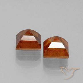 Gemas de granate hessonita Naranja medio natural de 3.19 ct, Cuadrado, VS-SI
