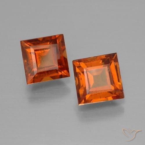 Gemas de granate hessonita Naranja rojizo natural de 2.64 ct, Cuadrado, VS-SI