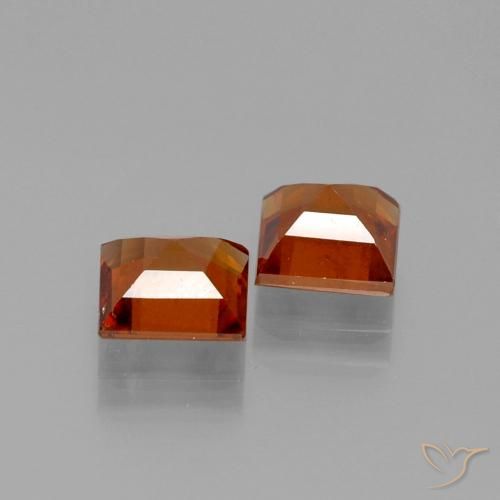 Gemas de granate hessonita Naranja rojizo natural de 2.64 ct, Cuadrado, VS-SI