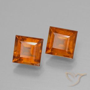 Gemas de granate hessonita Naranja oscuro natural de 2.73 ct, Cuadrado, VS-SI