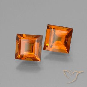 Gemas de granate hessonita Naranja oscuro natural de 2.17 ct, Cuadrado, VS