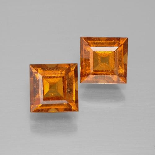 Gemas de granate hessonita naranja natural de 2,57 ct, cuadrado, VS-SI