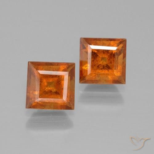 2.80ctw Natural Naranja oscuro Granate Hessonita, Cuadrado, VS-SI