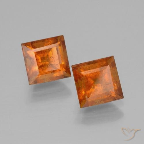 Gemas de granate hessonita Naranja oscuro natural de 2.80 ct, Cuadrado, VS-SI