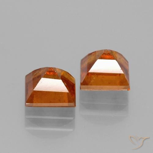 Gemas de granate hessonita Naranja oscuro natural de 2.80 ct, Cuadrado, VS-SI