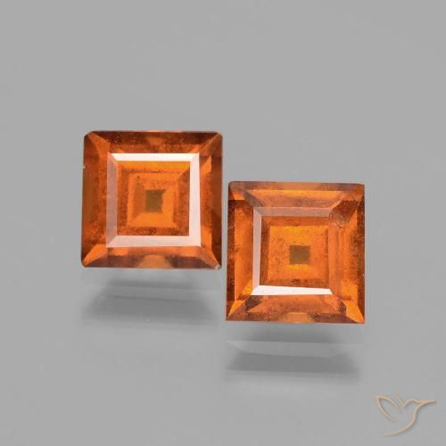 3.19ctw Natural Naranja medio granate hessonita, Cuadrado, VS