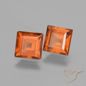 Gemas de granate hessonita Naranja medio natural de 3.19 ct, Cuadrado, VS