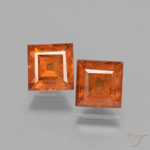2.91ctw Natural Naranja medio granate hessonita, Cuadrado, VS-SI