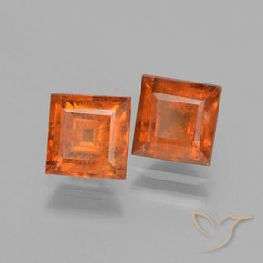 Gemas de granate hessonita Naranja medio natural de 2.91 ct, Cuadrado, VS-SI