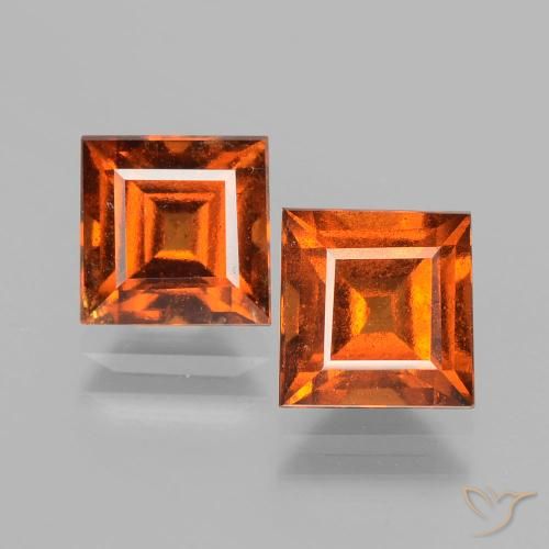 3.84ctw Natural Naranja oscuro Granate Hessonita, Cuadrado, VS