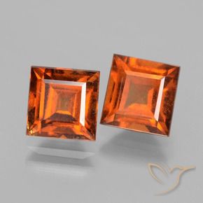 Gemas de granate hessonita Naranja oscuro natural de 3.84 ct, Cuadrado, VS