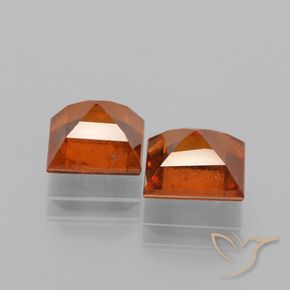 Gemas de granate hessonita Naranja oscuro natural de 3.84 ct, Cuadrado, VS