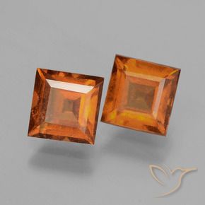 Gemas de granate hessonita Naranja oscuro medio natural de 2.57 ct, Cuadrado, VS