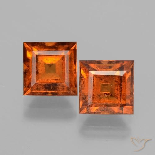 3.85ctw Natural Naranja rojizo Granate Hessonita, Cuadrado, VS-SI