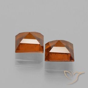 Gemas de granate hessonita Naranja rojizo natural de 3.85 ct, Cuadrado, VS-SI