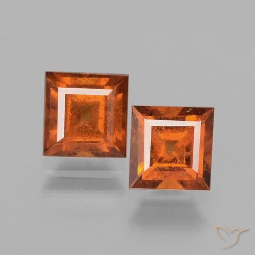 2.52ctw Natural Naranja oscuro medio Granate Hessonita, Cuadrado, VS-SI