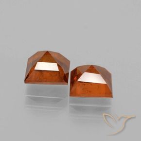 Gemas de granate hessonita Naranja oscuro medio natural de 2.52 ct, Cuadrado, VS-SI
