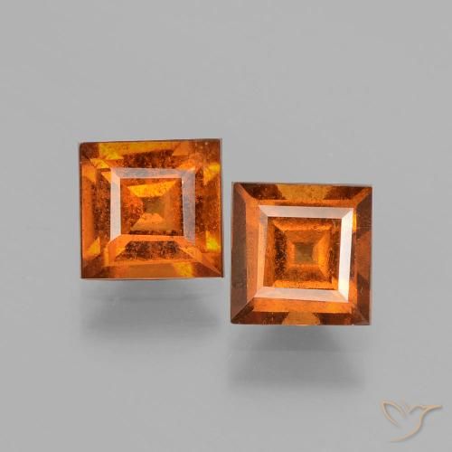 2.28ctw Natural Naranja oscuro granate hessonita, Cuadrado, VS