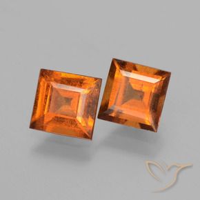 Gemas de granate hessonita Naranja oscuro natural de 2.28 ct, Cuadrado, VS