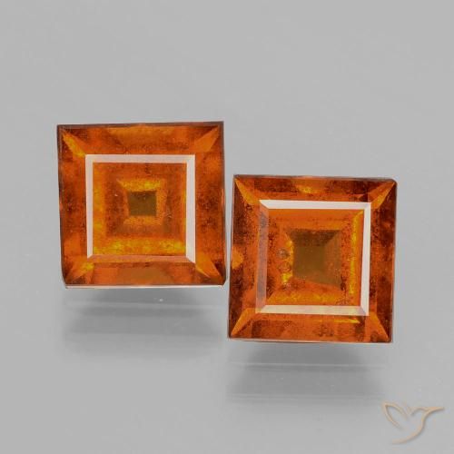 3.72ctw Natural Naranja rojizo Granate Hessonita, Cuadrado, VS-SI