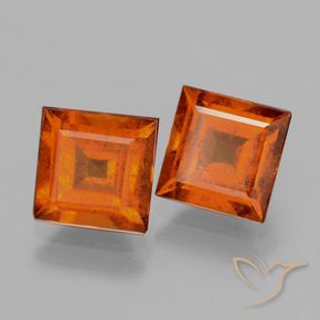 Gemas de granate hessonita Naranja rojizo natural de 3.72 ct, Cuadrado, VS-SI