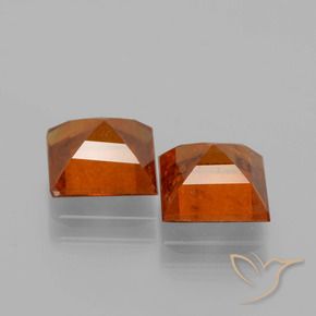 Gemas de granate hessonita Naranja rojizo natural de 3.72 ct, Cuadrado, VS-SI