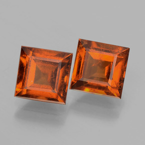 Gemas de granate hessonita Naranja oscuro natural de 3.80 ct, Cuadrado, VS