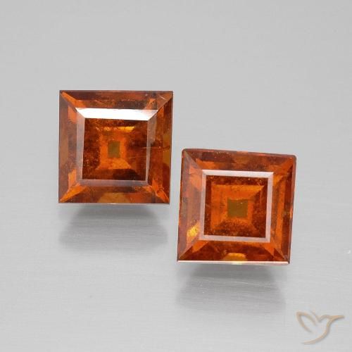 3.65ctw Natural Naranja fuego Granate Hessonita, Cuadrado, VS