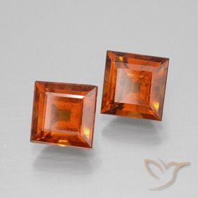 Gemas de granate hessonita Naranja fuego natural de 3.65 ct, Cuadrado, VS
