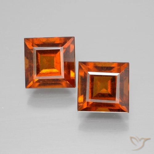 3.82ctw Natural Naranja oscuro granate hessonita, Cuadrado, VS