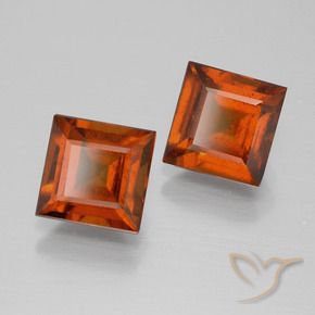 Gemas de granate hessonita Naranja oscuro natural de 3.82 ct, Cuadrado, VS
