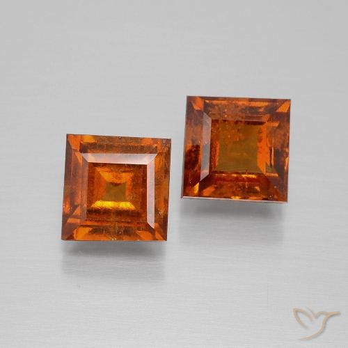 3.25ctw Natural Naranja oscuro granate hessonita, Cuadrado, VS-SI