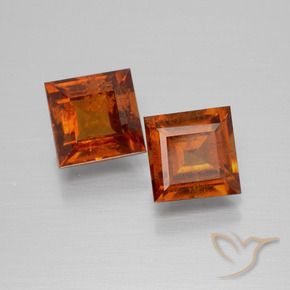 Gemas de granate hessonita Naranja oscuro natural de 3.25 ct, Cuadrado, VS-SI