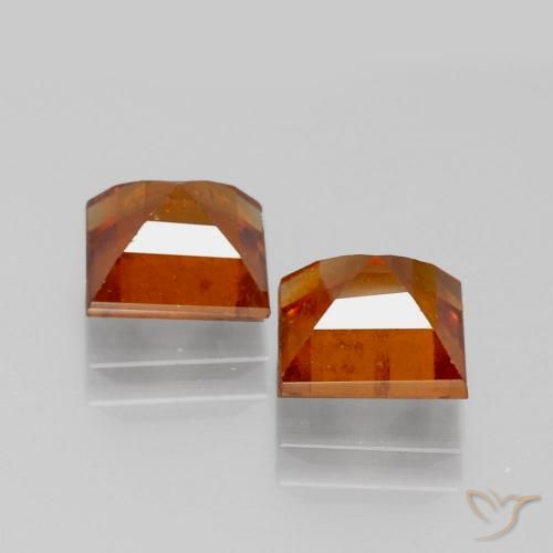 Gemas de granate hessonita Naranja medio natural de 4.08 ct, Cuadrado, VS-SI