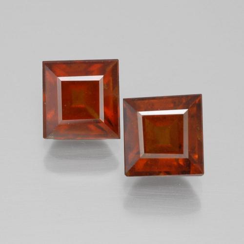 4.31ctw Natural Naranja oscuro Granate Hessonita, Cuadrado, VS